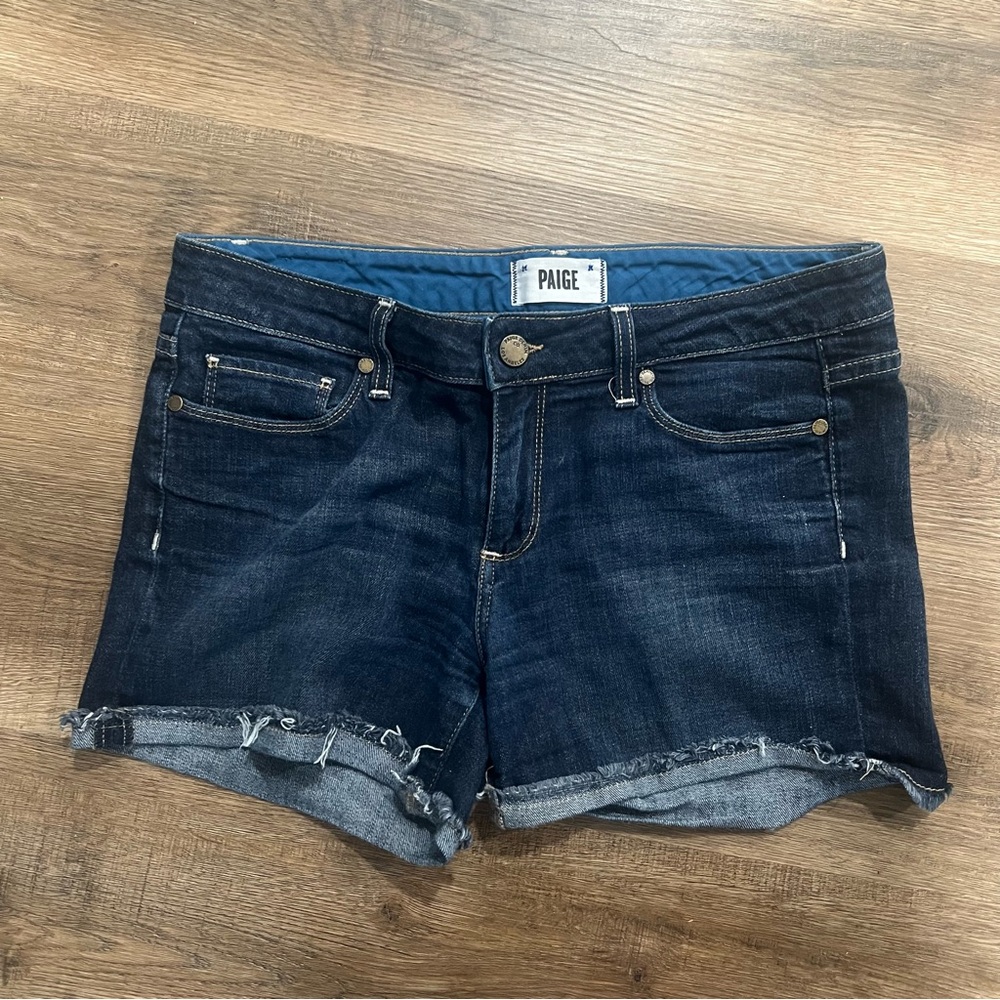 PAIGE Jimmy Jimmy Dark Wash Denim Jean Shorts Jorts Size 27 Casual Summer